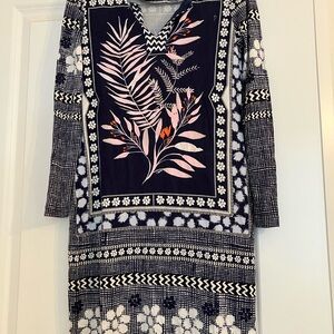 Diane Von Furstenburg Floral Patterned Dress - Navy, Pink and White, Never Worn